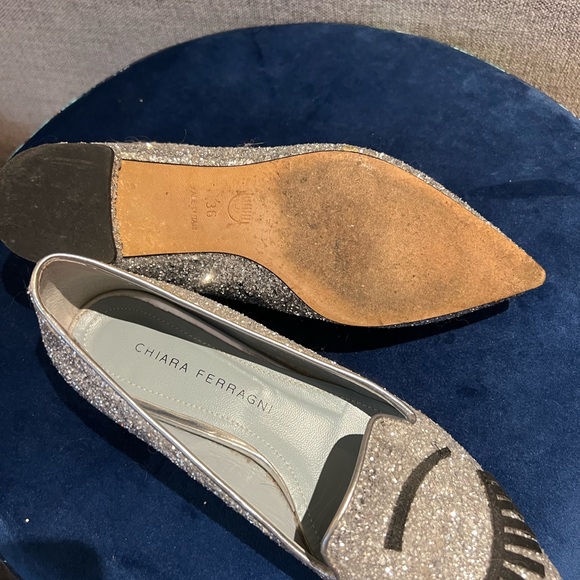 Chiara Ferragni Flirting Wink Glitter Flats size 36 - Picture 3 of 3